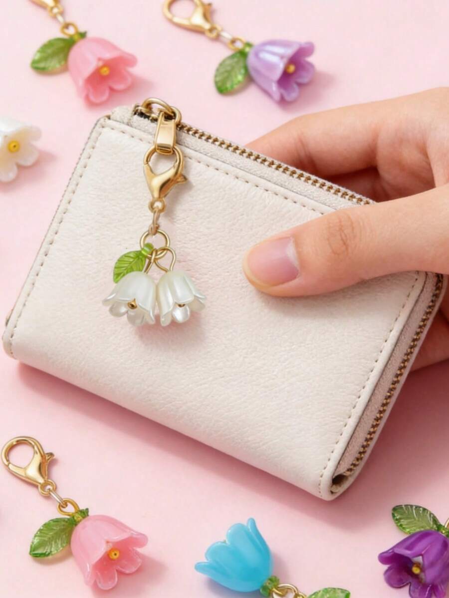 1个/2个铃兰花叶钥匙扣,附赠感谢卡,适用于背包、钱包、车钥匙装饰、包包、钥匙链挂件、派对钥匙圈礼物,是送给朋友、女友、导师的理想礼物。铃兰象征着幸福和好运。 - 彩色 - 查看 1