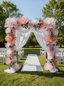1/2pcs 15.75 Inch 3D Artificial Flower Wall Decor, Fake Wedding Decoration, Solid Color Petals. Available In Red, Pink And Watermelon Red. Suitable For Wedding Backdrops, Home Decor, Birthday Parties And Mother's Day. Suitable For Year-Round Use. - Multicolor - View 4