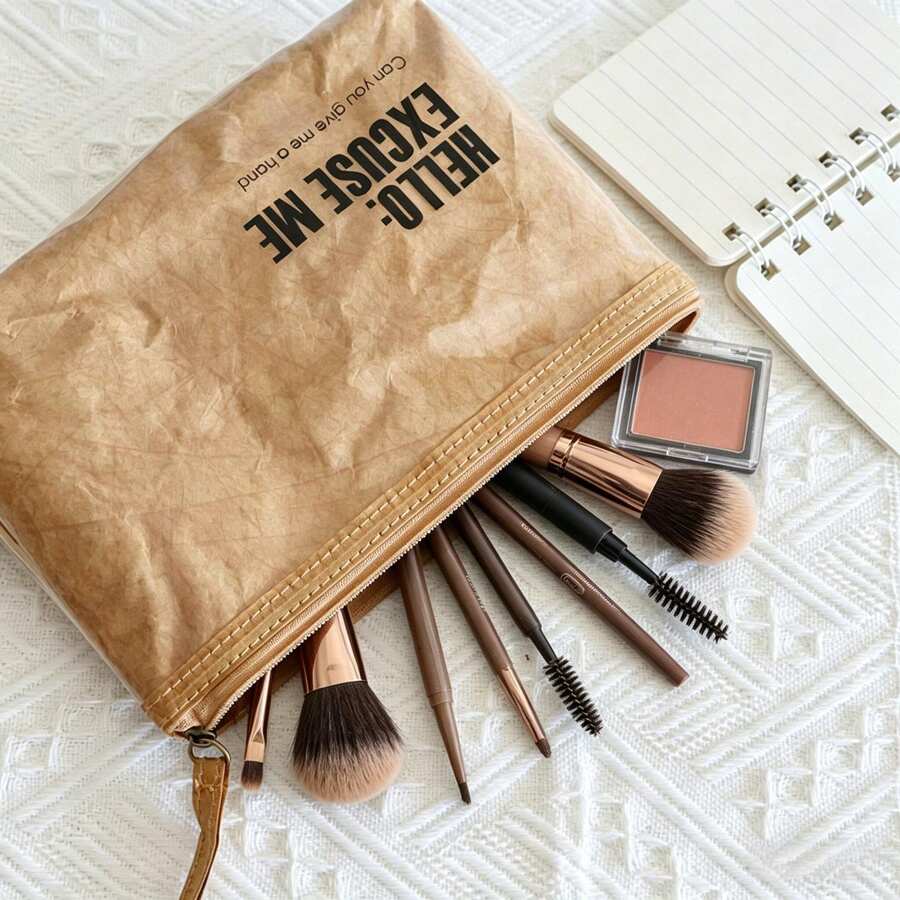 PVC防水化妆包，牛皮纸化妆袋，旅行洗漱拉链收纳袋，女士钱包收纳袋 - 彩色 - 查看 1