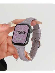 1条优雅紫色真皮表带，兼容 38mm、40mm、41mm、42mm、44mm、45mm、46mm、49mm，简约智能表带，经典时尚表带，优质手表配件，适用于 Ultra 11、10、9、8、7、SE3、6、5、4、3、2、1，时尚智能表带 - 紫色 - 查看 4