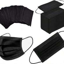 100 chiếc khẩu trang dùng một lần màu đen, nhẹ, thoáng khí, thiết kế chống bí bách, phù hợp cho mùa xuân và mùa hè, thời trang đa năng. - A - Xem 2