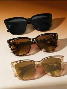 3pcs/Set Women's Multi-Color Cat Eye Fashion Glasses, Y2K Street Style Accessories, Suitable For Summer Wear, Back To School, Beach Party - A - View 4