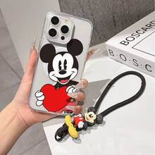 This Disney Mickey Mouse Pattern Lanyard Phone Case Features A Strong Magnetic Closure And Full Coverage Of Acrylic And TPU Material. It's Shockproof, Lightweight, And Suitable For IPhone17/16/11/13/15/15 Plus/15 Pro/15 Pro Max/12/14 Pro Max/11 Pro Max/12 Pro/12 Pro Max/13. It's A Popular Birthday Gift, Business Gift, Durable, Stain-Resistant, And Fingerprint-Resistant New Phone Case For Men And Women. It Also Includes A Mickey Mouse Phone Case And Mickey Mouse Doll Bracelet. Compatible With SamsungGalaxy S20, S21, S22, S23, And S24 Series. It's The Perfect Gift For Friends And Family. This Stylish Phone Case Is Fun, Lightweight, And Durable. IPhone17 Pro Max Phone Case, Minnie Phone Case. - màu đen - Xem 7