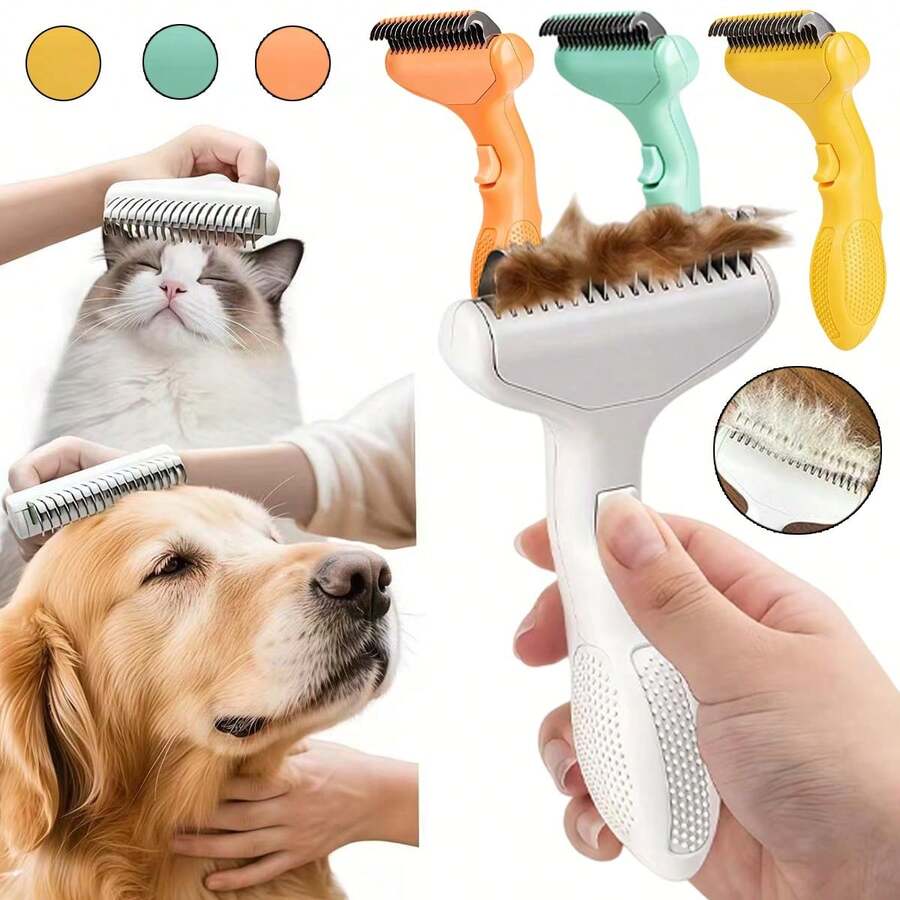 Peine desenredante para mascotas, adecuado para el cepillado de gatos y perros, eficaz para mascotas de pelo largo y corto, incluyendo cachorros y gatitos, suministros de aseo para perros, artículos esenciales para perros - Ver 1