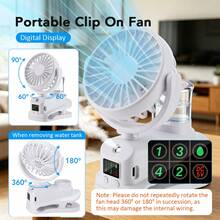 Hailicare Humidificador portátil, ventilador de escritorio y de clip de doble uso, 4 velocidades de viento ajustables, ventilador de niebla recargable por USB, adecuado para dormitorio y oficina, diseño de moda portátil de enfriamiento, mejor regalo para el verano - Con clip - Ver 10