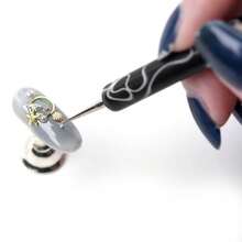 5支装双头美甲点钻笔套装，黑色大理石纹手柄，多功能美甲工具，可用于点钻、镶嵌水钻、美甲设计 - 彩色 - 查看 4