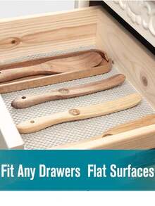 1片灰色PVC泡沫防滑抽屉垫，可裁剪设计，是家庭主妇和租房者整理抽屉和衣柜的理想之选。 - 灰色 - 查看 2