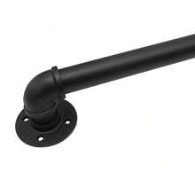 Pipe Handrail, Metal Sturdy Load-Bearing Capacity (8 Feet, 3 Section) Stair Handrail, 8 Feet Handrails For Stairs, Galvanized Metal Industrial Pipe Railing Indoor Pipe Stair Railing With Wall Mount Support, Round Corner - Black - View 7