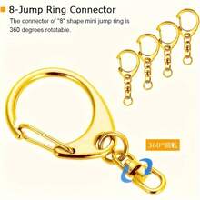 50Pcs/ Bag D-Shaped Eight Character Keychain, Durable Zinc Alloy Keychain, Suitable For Hanging Ropes And DIY Hanging Decorations, Party Gifts, And Decorative Keychains - C-shaped Buckle - View 2