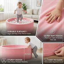 Soft Memory Sponge Foam Ball Pit For Toddlers & Babies – Large Indoor Outdoor Playpen, Kids Ball Pool, Activity Center Gift For Infants Boys And Girls (Pink, Balls Not Included) - 粉色 - 查看 5