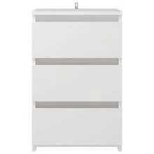 vidaXL 2x Nightstand With 3 Drawers, Bedside Table, Night Console, Night Chest, Bedroom Cabinet, Chest Of Drawers, White, 40x35x62.5cm, Wood Composite - White - View 6