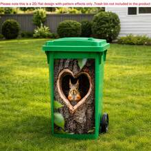 1 pieza Pegatina plana autoadhesiva para bote de basura, Pegatina de bote de basura con diseño de ardilla, corazón y árbol, Calcomanía de bote de basura con diseño animal, Decoración del hogar impermeable de PVC, Material de PVC, Fácil de pelar y pegar, Pegatina de arte plano, Almacenamiento de cocina - A - Ver 6