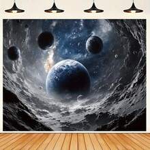 A Stunning Bkdrop Featuring A Starry Sky And Galaxy, For Decorating Living Rooms, Bedrooms, Offices, And Parties. E Of Peh Skin Veet, Has A Horizontal Design, Fabric, Requires No Electricy, And Comes In Various Sizes - 1PC - View 4