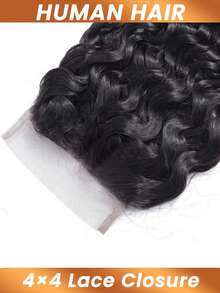 4x4 透明蕾丝发片，水波纹真人发，原生发，自然黑色，带婴儿发，适合女性日常使用 - Natural Black - 查看 5