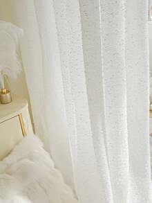 1pc Translucent Spherical Curtain Panel, Nordic Style Sheer Curtain Suitable For Living Room, Bedroom, Study - White - View 4