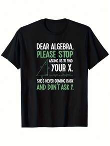 Camiseta masculina engraçada com piada de álgebra - Camiseta de algodão pesado 180g com modelagem relaxada, com gráficos de x=0x=1x=2 e o slogan "Querido problema de demonstração de álgebra", estampa preta e verde, ideal para entusiastas da matemática e atividades ao ar livre. - Preto - Ver 5