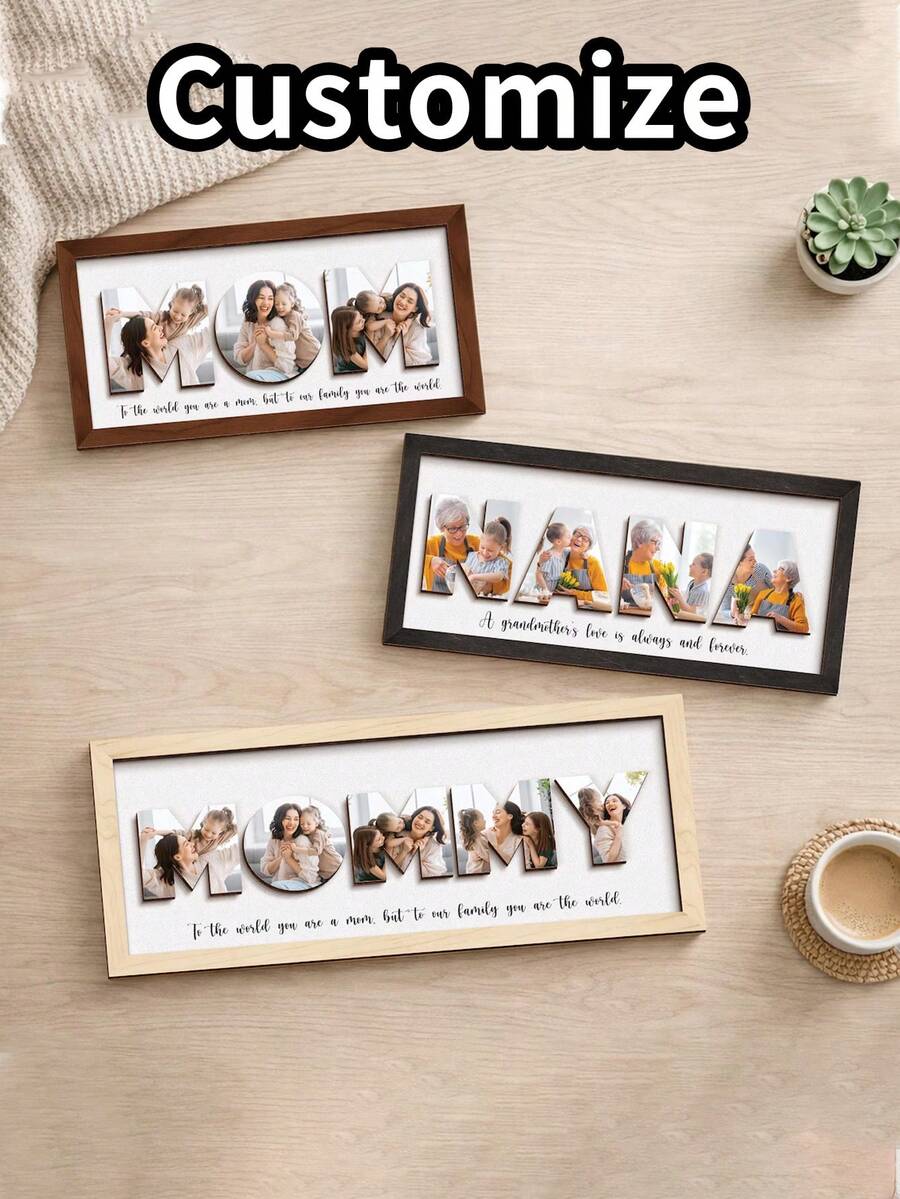 Personalized Customized Photo Mother Frame Gift, Mother Photo Logo, Mother's Day Gift, Mother Customized Photo Wooden Plaque, Mother's Gift, Grandmother's Gift, Gift For Her - Multicolor - View 1