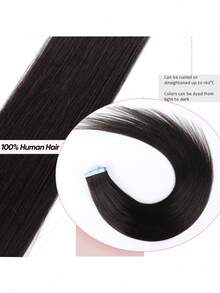 20片装隐形胶带式接发片 - 100%真人发丝，直发浓密款，咖啡深棕色和金色，长度40.64-60.96厘米，每包50克，打造自然女性发型 - SNatural - 查看 5