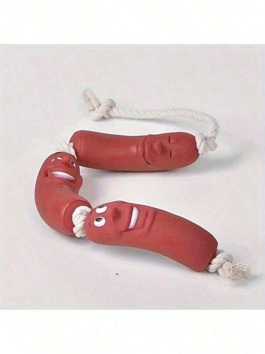 Natural Rubber Dog Toy, Interesting Sausage Shape Design (Realistic Texture), Built-In Squeaker (Attract Attention), Designed For Interactive Training (Grab/Throw), Prevent Biting (Protect Gums), Suitable For Small Dogs (Such As Teddy, Bichon Frise, Etc.), Washable (Easy To Clean), Suitable For Daily Chewing, Owner-Pet Interaction, Relieve Separation Anxiety (All-Scene Use) - Multicolor - View 1