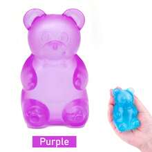 1 Sugar Bead Filled Super Soft Bear Stress Ball - 3.5inch High-Density Slow Rebound Sensory Toy, Suitable For Classroom Prizes And Party Favors,  Gel Texture Finger Toy (Random Color) - 紫色的 - 查看 5