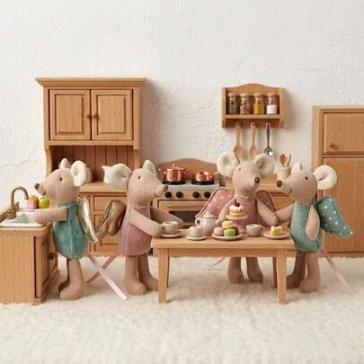 INS Nordic Home 4件套丹麦童话风格布艺可爱小老鼠毛绒玩具，天使老鼠手指偶玩具，儿童游戏屋玩偶，萌萌的动物老鼠毛绒玩具，生肖礼物，生日礼物，装饰毛绒玩具，圣诞装饰