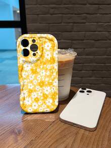 Fondo con estampado floral de margaritas blancas y amarillasfunda de teléfono Fundas compatibles con ,Apple,VIVO,OPPO,,, y Honor.Fabricadas en silicona TPU,ofrecen protección contra golpes y caídas. - Blanco - Ver 6