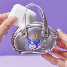 Miniso Sanrio Kuromi Earphone Case Anime Glitter Design Portable Protective Storage Pouch For Wireless Wired Earbuds Cartoon Kawaii Travel - Silver - View 2