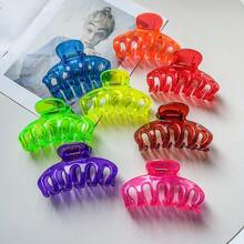 1pc Oversized Transparent Neon Pumpkin Claw Clip, Versatile Minimalist Design Hair Accessory,Festival,Party - Multicolor - View 2