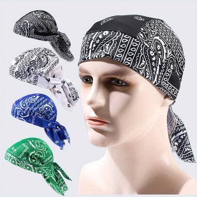 1pc Elastic Chameleon Pirate Hat (Pattern Random), Cycling Sports Headband Bandana For Men & Women,Beach,Travel