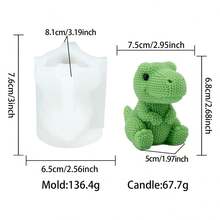 Molde de Silicone para Vela 3D de Dinossauro em Tricô, Molde de Resina de T-Rex Fofo Sentado para Velas Aromáticas DIY, Sabonete, Gesso, Decoração de Casa, Presente Artesanal, Molde de Silicone para Fabricação de Velas - T-Rex - Visão 5