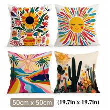 Bộ 4 vỏ gối nhung in hình hoa hướng dương và xương rồng, 100% polyester, trang trí phòng khách, sofa, phòng ngủ, kích thước 40x40cm/45x45cm/50x50cm, không kèm ruột gối. - Nhiều màu 03 - Xem 13
