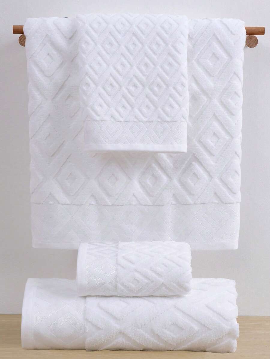 QIBHI 3/2/1 pieza Toallas de unicolor con patrón de diamante de algodón dobby, 100% algodón, ligero, estilo europeo Paño de lavado/O elija 1 toalla de baño, algodón rizo, adecuado para baño, hotel, gimnasio, viaje, regalo, salón, deportes, exterior, playa, escuela, vuelta al cole, accesorios de viaje, artículos esenciales para el hogar, toallas, cuidado de la piel