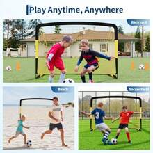 Linlin Stationery Store 6x4 Ft Soccer Goal Set Portable 2-Pack  Up Nets With Ball Pump Cones And Bag Backyard Soccer Equipment Easy Assembly - Yellow - View 6