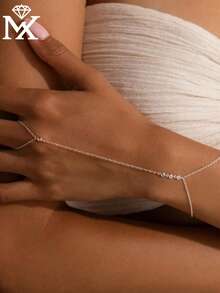 1 chiếc vòng tay bạc sterling 925 tối giản đính đá Zirconia, đa năng cho mùa hè đi làm và đeo hàng ngày. - phong cách một - Xem 2