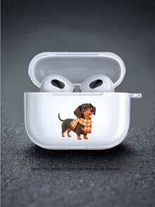 1 Pc Transparent Headphone Case Creative Cartoon Cute Dachshund With Scarf Pattern Suitable For AirPods 4/ 1/ 2/ 3/ Pro/ Pro2/ Pro3, A Simple And Stylish Holiday Gift - Clear - View 6