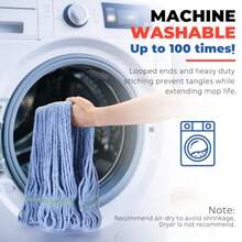 Blue Mop Head Replment Heavy Duty  Looped End Lint-Free Cleaning Extra Thick Large Coverage Reinforced Construction For Mall Office Large Area Floor High Frequency Use Long Lasting - 3 瓶裝,每瓶 16 盎司 - 查看 7