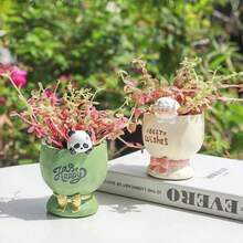 [Vui nhộn] Bó hoa cây mọng nước dễ thương, sáng tạo, hoạt hình, chậu hoa nhỏ hình mèo, gấu trúc, thỏ, cừu, quà tặng trong chậu. - A - Xem 6