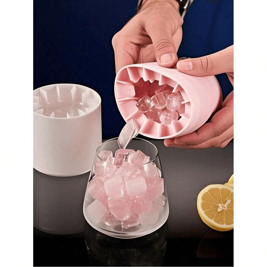 Luxury Textured Silicone Ice Bucket Large Blue Beverage Cooler Cup, Includes Random Color Mini Ice Bucket Set, Portable Outdoor Cooler Cup, Suitable For Canned Beer Soda, Summer Beach Camping Home Bar, Reusable Cold Storage Cup