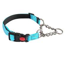 Martingale Dog Collar With Stainless Steel Chain And Reflective Nylon, Adjustable No Pull Training Collar, For Small Medium, And Large Dogs - Baby Blue - View 9