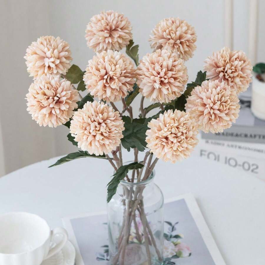 1个仿真菊花球,刺绣花球,婚礼装饰,家居花瓶装饰,餐厅,客厅,卧室,床头花艺摆设,新娘捧花,腕花,胸花,生日派对装饰,情人节礼物,秋季装饰 - 粉色 - 查看 1