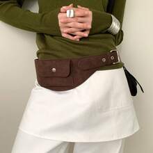 Retro Suede Waist Belt, Unique Design Waist Bag, Decorative For Skirts & Jeans - Multicolor - View 3