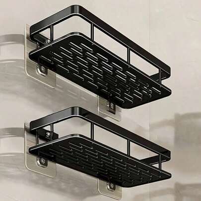 2 piezas Estantes de baño, Estantería de pared montada para artículos de tocador y cosméticos, Organizador de baño, Estantería de almacenamiento sin taladro, Adecuado para cocina, baño, balcón, tocador, Excelente para almacenamiento y organización del baño, Decoración y accesorios de baño