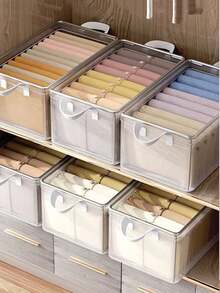 1pc PVC Steel Frame Storage Box With Lid, Foldable Transparent Clothing, Underwear, Toys, Miscellaneous Items Organizer Box For Home Use - Clear - View 1