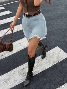 Women Denim Skirts - Celeste - View 7