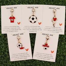 1pc/5pcs Soccer Pocket Hug Enamel Keychain Set Football Lover Motivational Gift For Players Fans - Multicolor - View 1