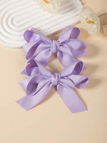 1/2pcs Fresh & Sweet Double-Layer Ribbon Bow Hair Clips, Ponytail Friendly Princess Hair Accessories Suitable For Party & Daily Wear - Multicolor - View 9