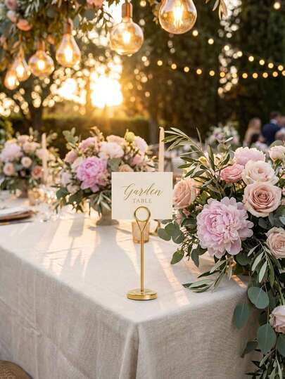 1/2pcs 6-Inch Gold Table Number Holder, Stable Anti-Tilt Photo/Card Stand For Wedding, Party, Event Decor