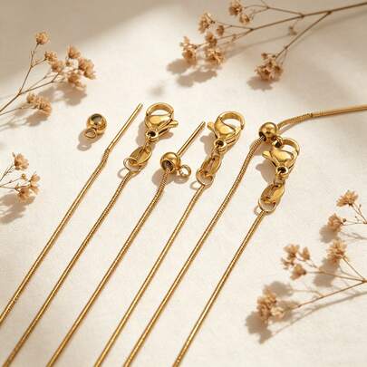 5条304不锈钢金银链项链，DIY首饰制作用散装链坯，款式多样