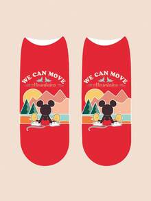 Bộ 5 đôi tất Disney dành cho nữ/đôi, thiết kế cá nhân hóa, đầy thú vị, màu sắc tươi tắn, họa tiết hoạt hình sáng tạo, thích hợp làm quà tặng lễ hội, thoải mái và thoáng khí, tăng thêm không khí gia đình, thời trang, phù hợp cho cả nam và nữ, tất hoạt hình vui nhộn, Mickey, Minnie, Donald, Daisy, Goofy, Pluto - Nhiều màu - Xem 8