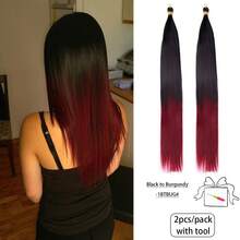2 pièces/paquet (avec outil) Extensions de cheveux au crochet droits de 24 pouces, fibres synthétiques résistantes à haute température pour tresses au crochet. Conçu pour un tressage facile avec des cheveux longs et droits, convient pour la décoration de cheveux de la Coupe du monde - Multicolore - Voir 13